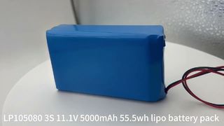 Bateria de polímero de lítio com certificação MSDS 105080-3S 11,1v 5000mAh 55,5wh baterias lipo