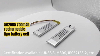 Bateria recarregável LP502065 3.7V 700mAh lipo célula de bateria com 10K NTC