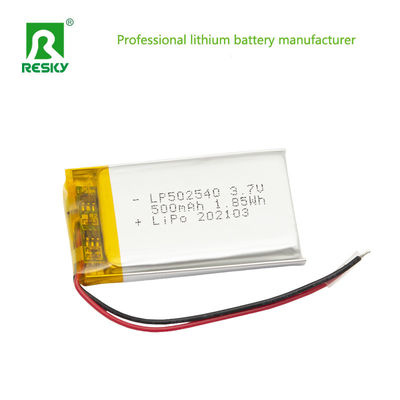 comprar Bateria de lítio solar recarregável Célula 502540 3.7v 500mAh Bateria de iões de lítio de potência de 1.85wh online manufacture