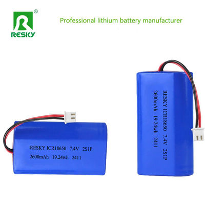 comprar Power Cylindrical 18650 Li-ion Polymer Battery Pack 3.7v 7.4V 2600mAh 19.24wh Lithium Batteries Fabricação em linha