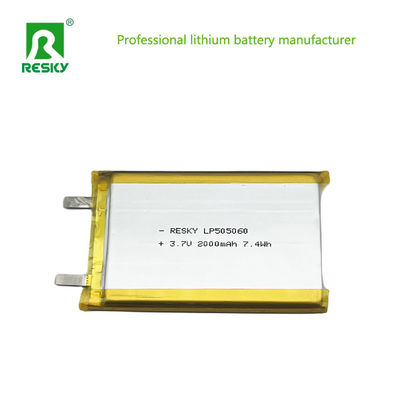 Potência Célula de bateria de polímero de lítio 505060 2000mAh 7.4wh 3.7V Para dispositivo médico