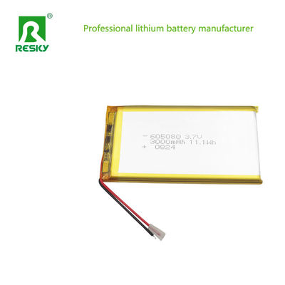 Célula recarregável de bateria de polímero de lítio 3.7V 3000mAh 605080 para Power Bank