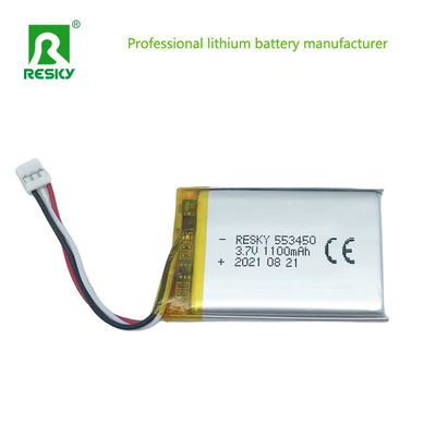 Célula de bateria de polímero de lítio plano 553450 603450 3.7V 1100mAh 4.07wh
