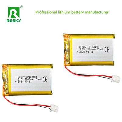 Célula de bateria de polímero de lítio plano 523450 603450 803450 103450 3,7v 2000mAh Baterias Lipo