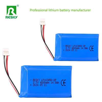 Bateria recarregável Li Polymer Pack 103450 1s2p 3.7V 4000mAh