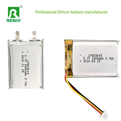Baterias recarregáveis de lítio polimérico Lipo Bateria 803040 3.7V 1000mAh