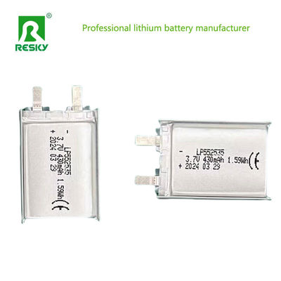 Células de bateria Lipo personalizadas 552535 3.7V 430mAh 400mAh Potência