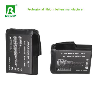 1S1P Bateria de lítio aquecida 3.7V 3000mAh Bateria de potência de íons de lítio para chapéu aquecido