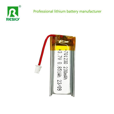 Bateria recarregável de polímero de lítio portátil 701230 3.7v 230mAh para pequenos dispositivos eletrônicos