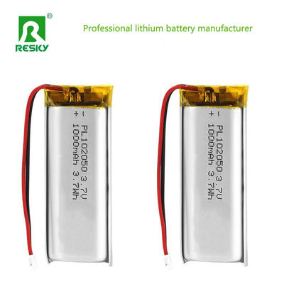 Celular de bateria de lítio de potência 102050 3.7v 1000mAh Celular de bateria recarregável de lítio polímero