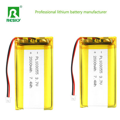 Potência Célula de íons de lítio 103055 3.7V 2000mAh 7.4wh Bateria recarregável de polímero de lítio