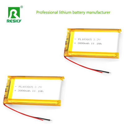 Potência Célula de bateria Lipo 103665 3.7v 4.2v 3000mAh 11.1wh Célula de bateria recarregável de íons de lítio