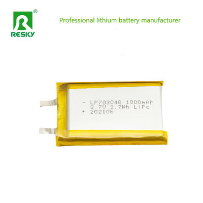 Potência Célula de íons de lítio 703048 3.7v 1000mAh 3.7wh Bateria recarregável de íons de lítio
