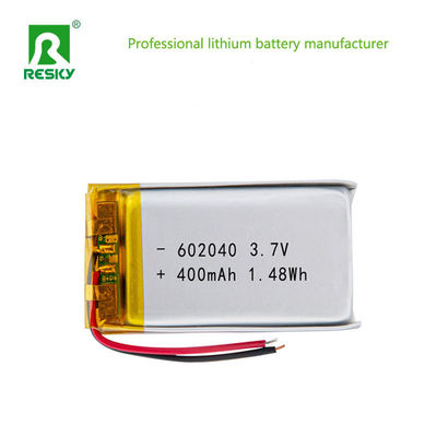 Célula recarregável de bateria de lítio polímero 602040 400mAh 450mAh 3,7V bateria lipo de potência