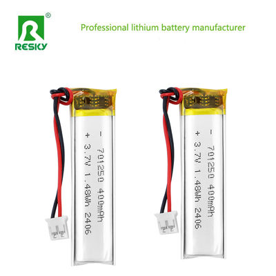 Bateria de lítio-polímero 701250 3.7V 400mAh 1.48wh Potência Bateria de lítio-polímero para fechadura inteligente