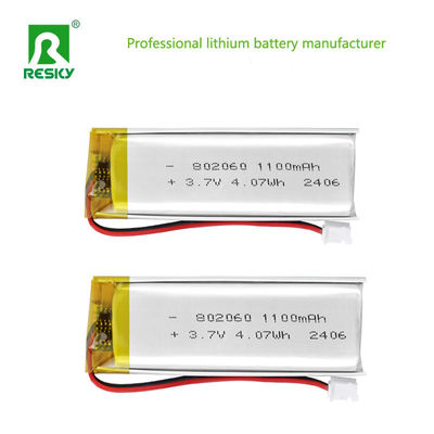 Célula de bateria de polímero de lítio 802060 3.7V 1100mAh 4.07wh Baterias Lipo Solar Para Medidor Elétrico